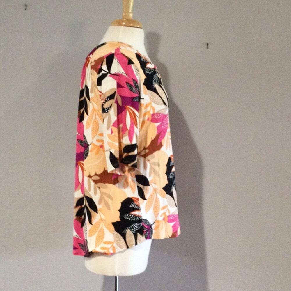 Apt 9 Multicolor Foliage Print Soft 3/4 Sleeve Tu… - image 4